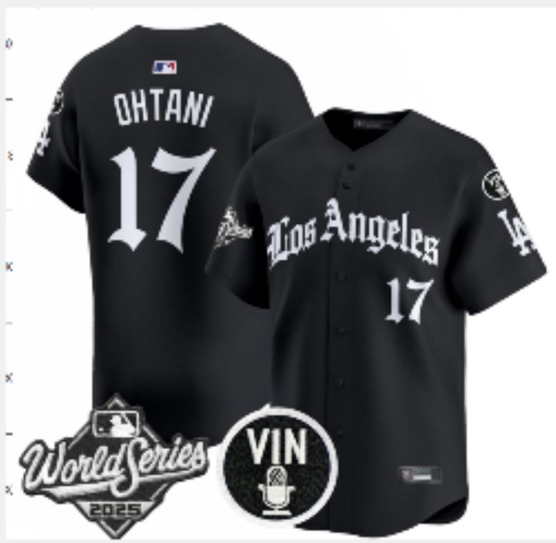 Men 2025 Los Angeles Dodgers #17 Ohtani Black Nike MLB Jersey style 097